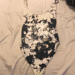 Backless Bleached out bodysuit